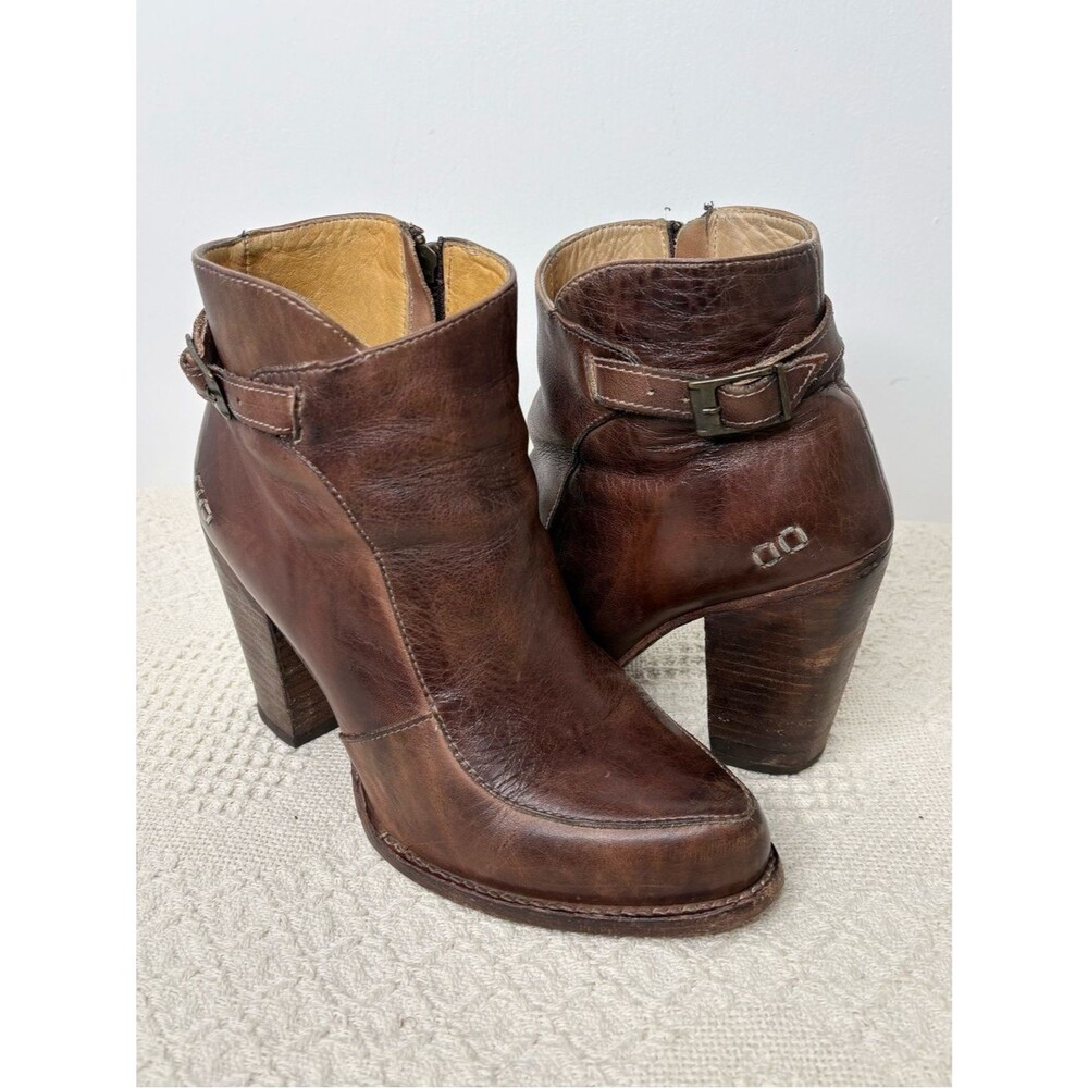 Bedstu Brown Leather Isla Ankle Boots with Buckle Detail